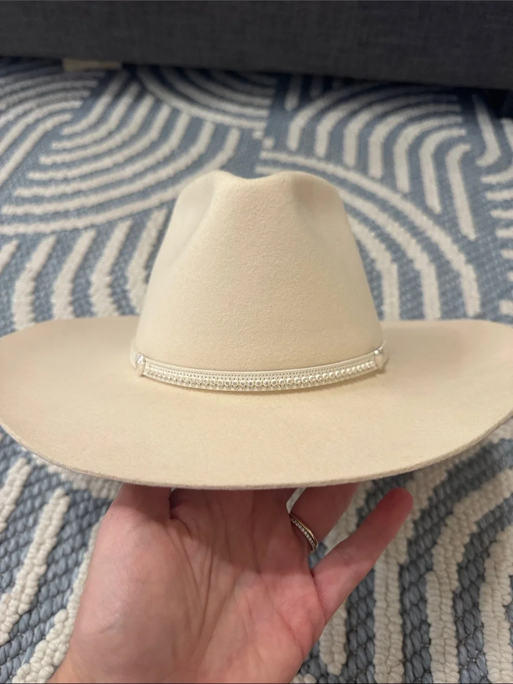 Vintage 90s Renegade Wool Cowboy Hat Rhinestone Heart Band Size 7 1/8